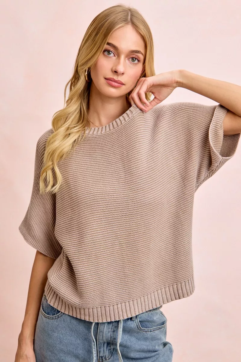 BiBi Short Dolman Sleeves Washed Knit Top, image 11