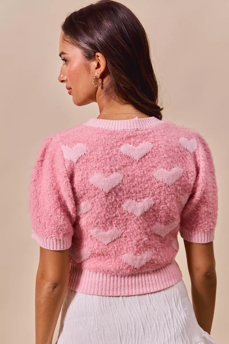 All Over Heart Valentine Cropped Sweater, image 6