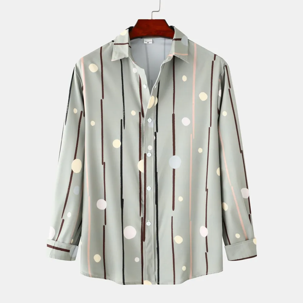 Men's Striped Polka Dot Button-Down Shirt