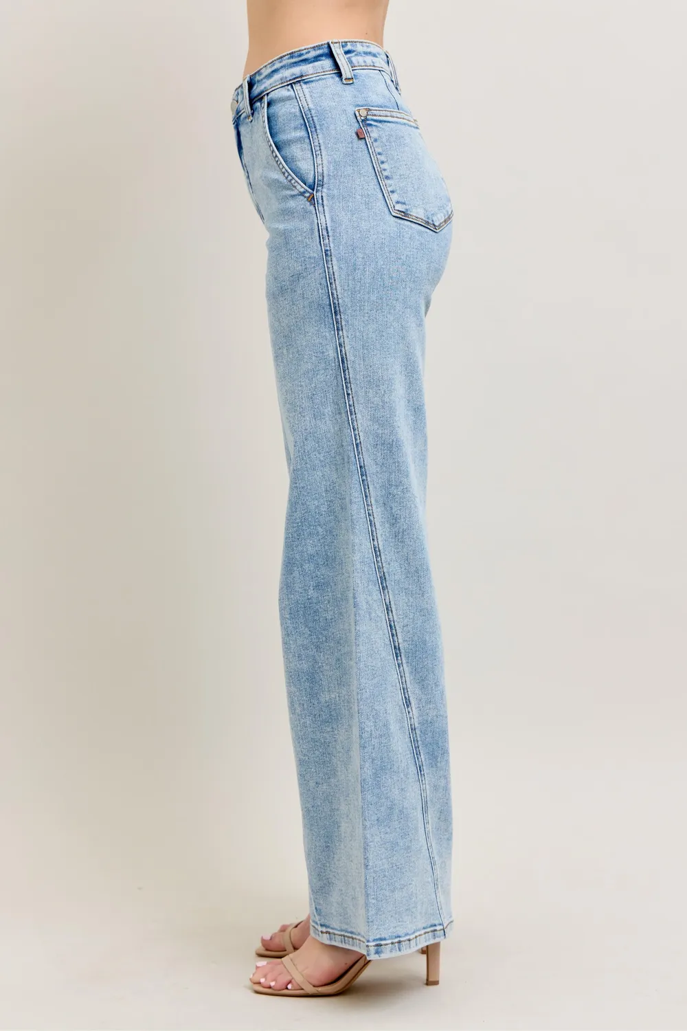 Full Size High Waist Wide Leg Jeans with Skewed Inseam Plus Size, image 2