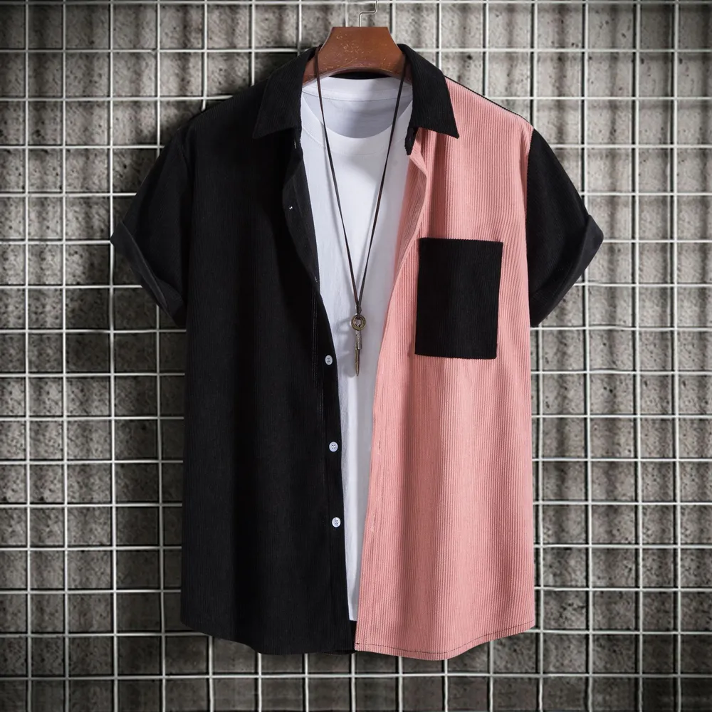 Men's Plus Size Classic Color Block Short Sleeve Shirt, image 12