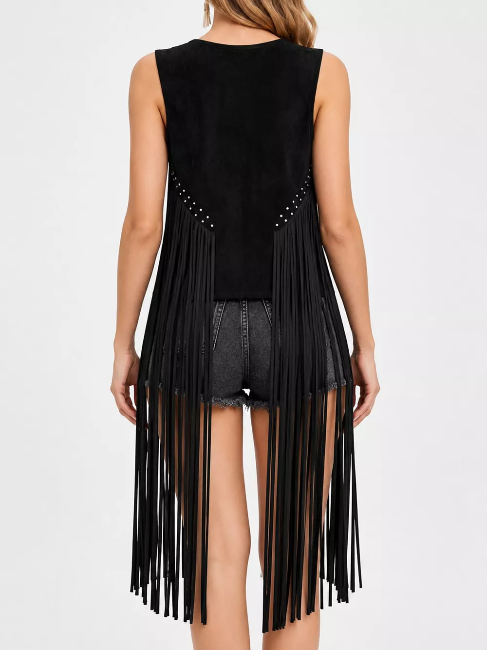 Studded Fringe Vest Coat, image 15