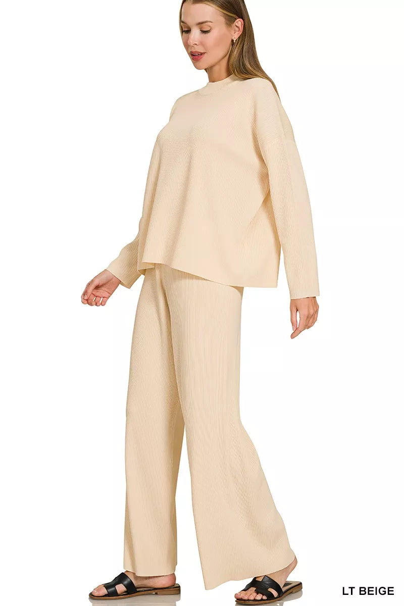 Zenana Viscose Sweater Top & Pants Set, image 3