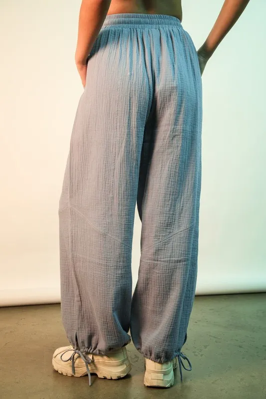 Wide Leg Gauze Solid Pants, image 4