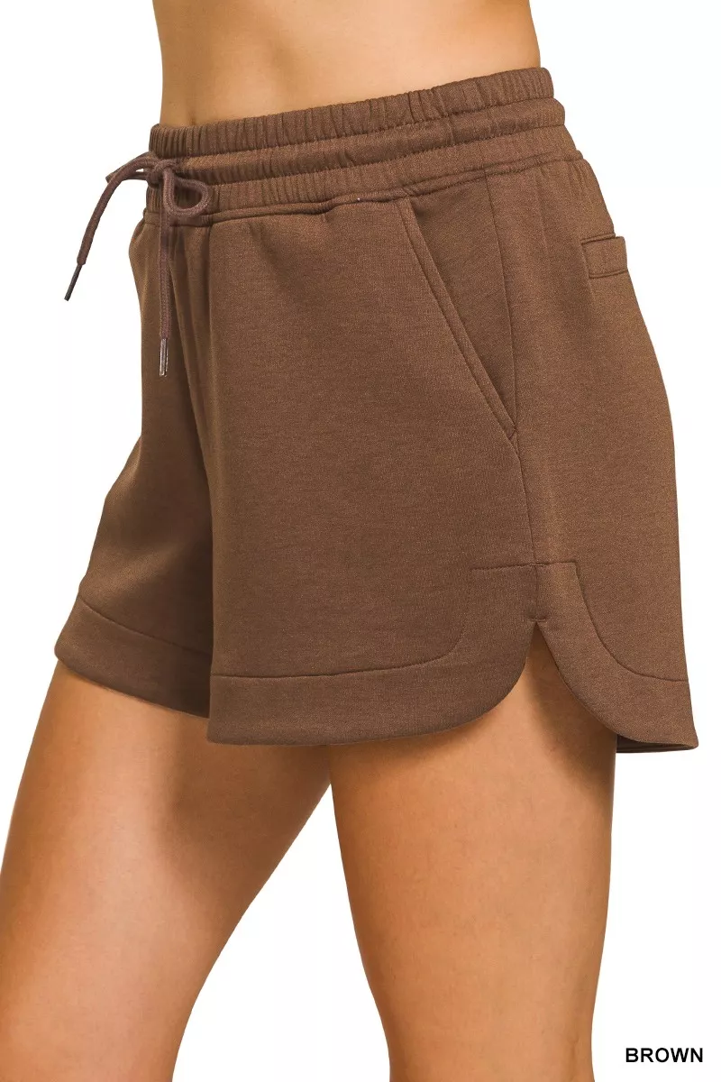 Scuba Elastic Waistband Shorts With Pocket, image 2