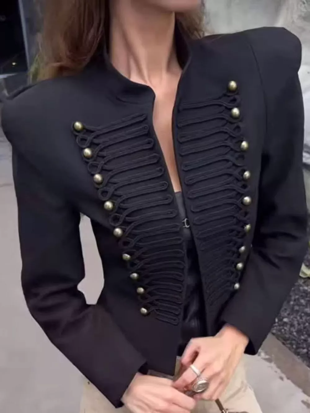Decorative Button Cropped Jacket, image 2