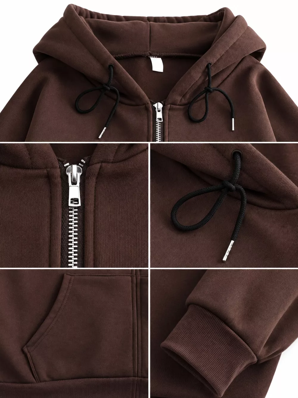 Full Size Oversized Solid Zip-Up Hoodie with Drawstring Plus Size, image 70