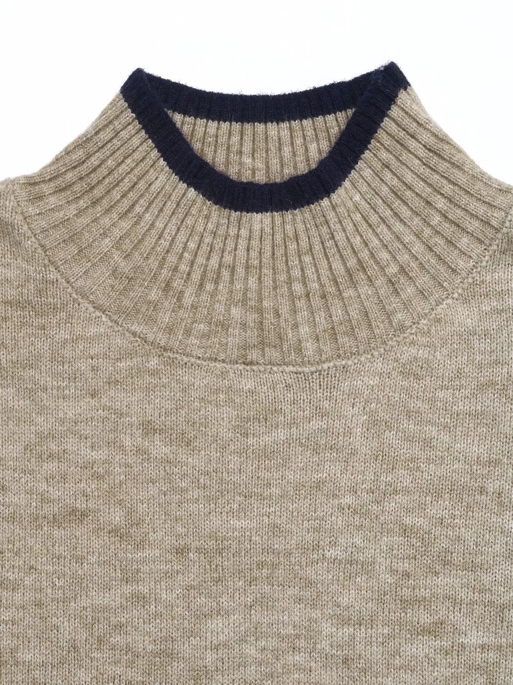 Cozy Mock Neck Sweater with Contrast Trim, image 11