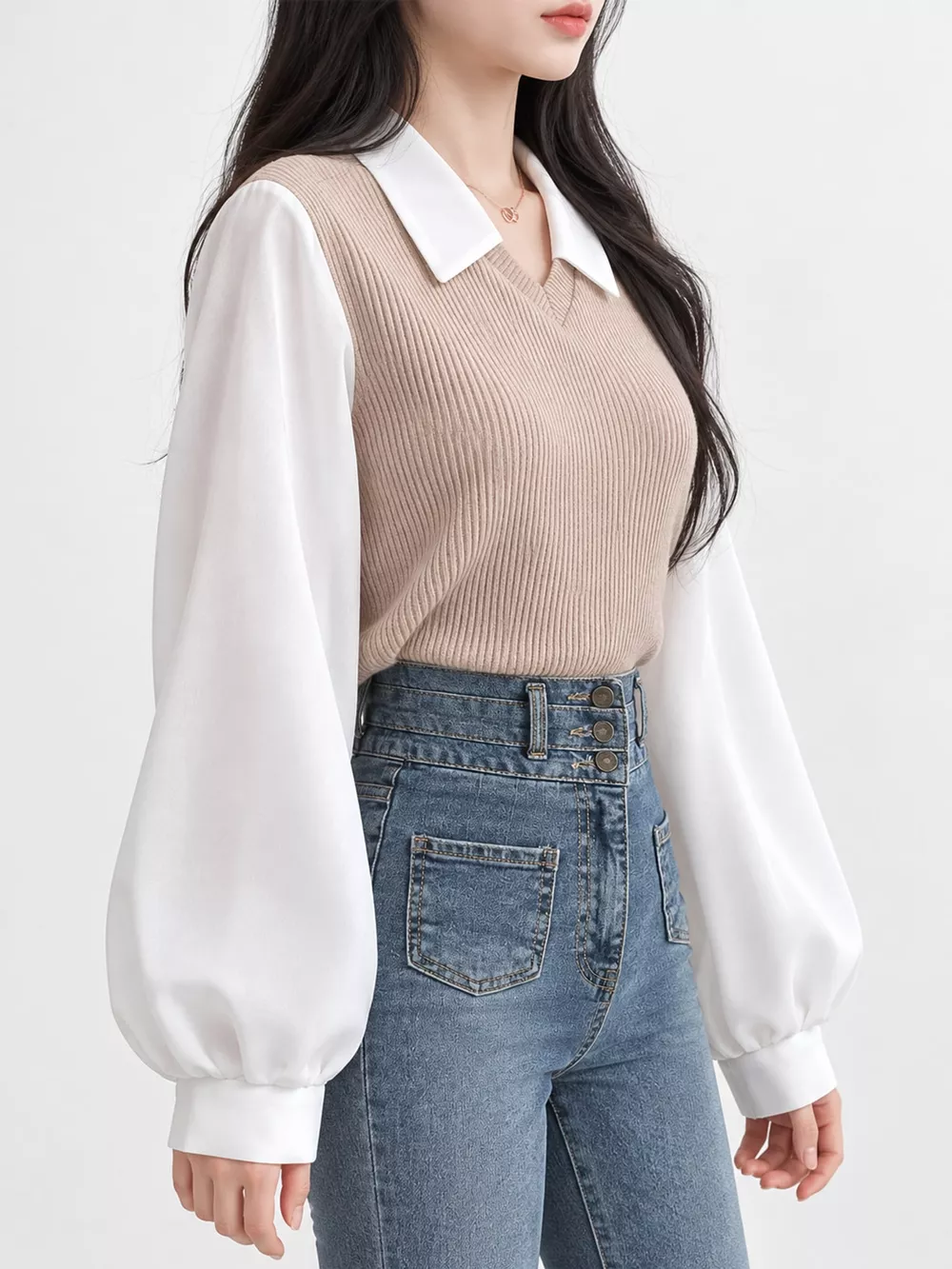Layered Look Long Sleeve Blouse, image 12