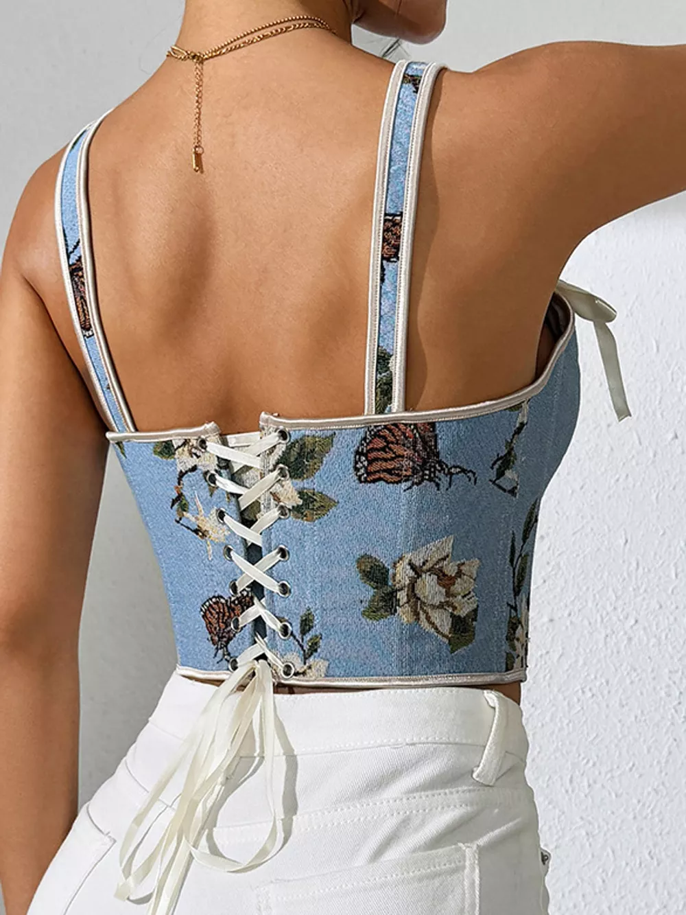 Floral Lace Up Back Tank, image 9