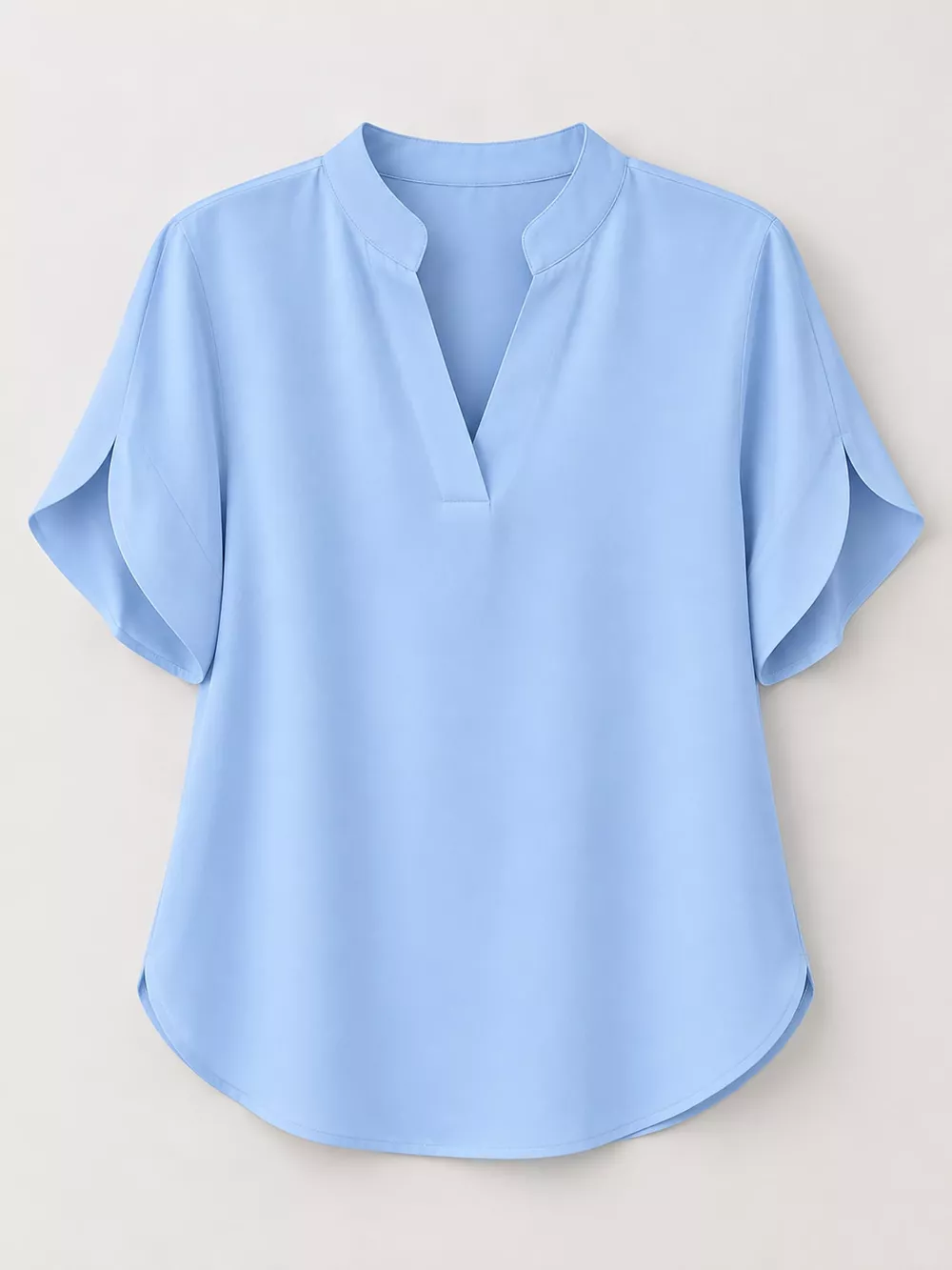 Notched Slit Short Sleeve Blouse, image 14