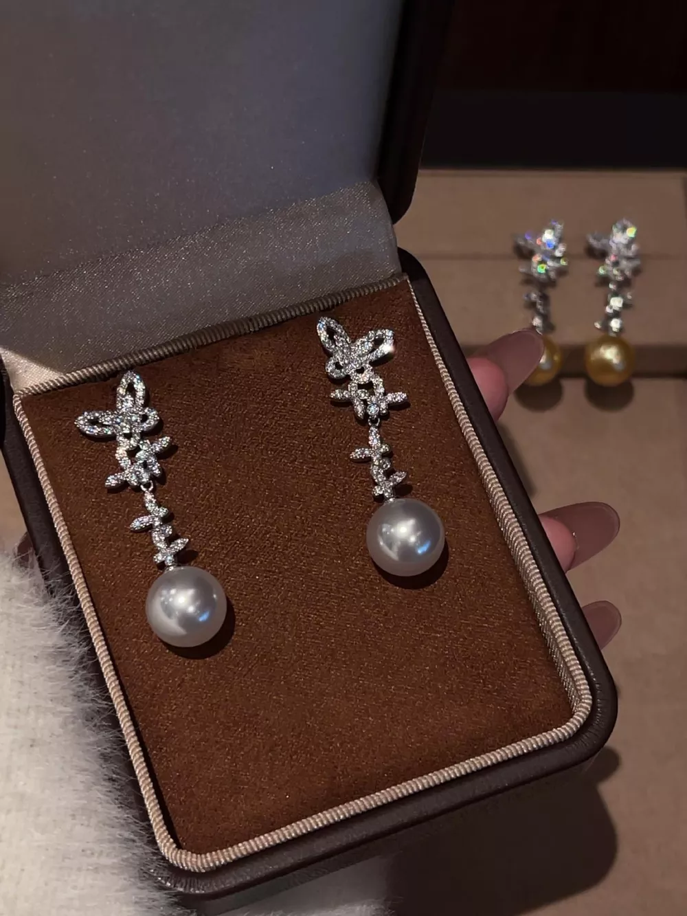 Butterfly Pearl Drop Earrings, image 2