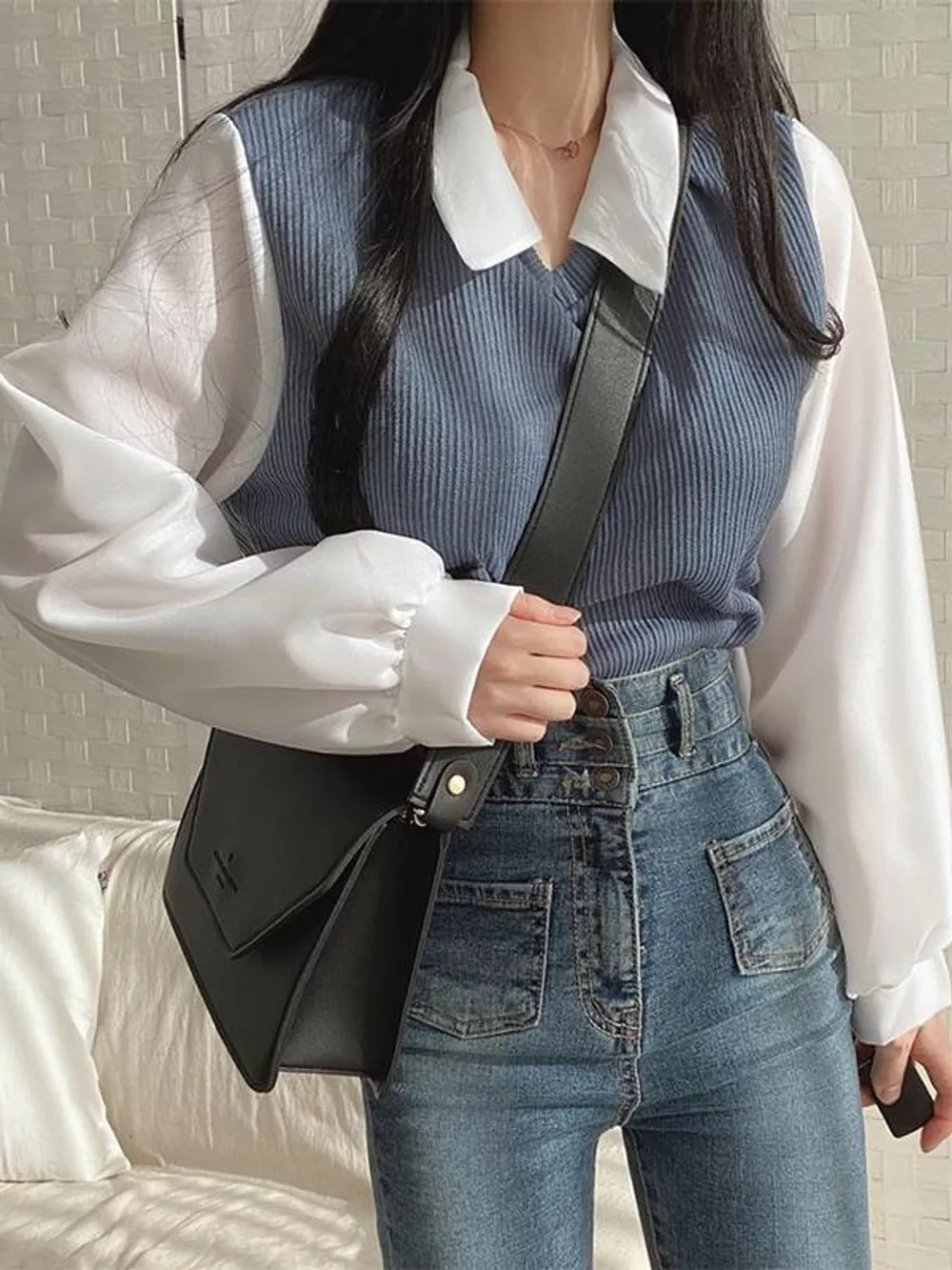 Layered Look Long Sleeve Blouse, image 2