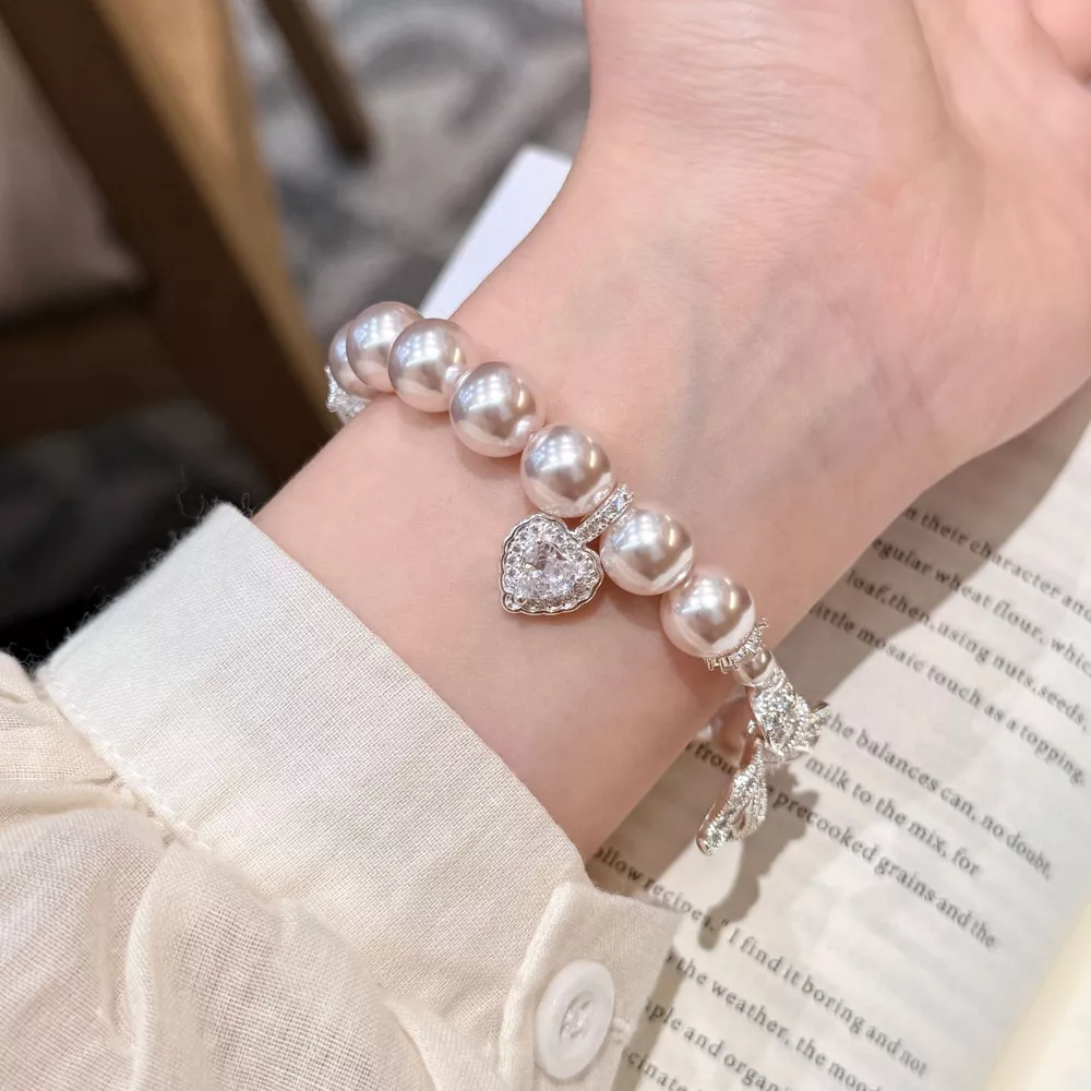 Pearl Bracelet with Bow Charm, image 2