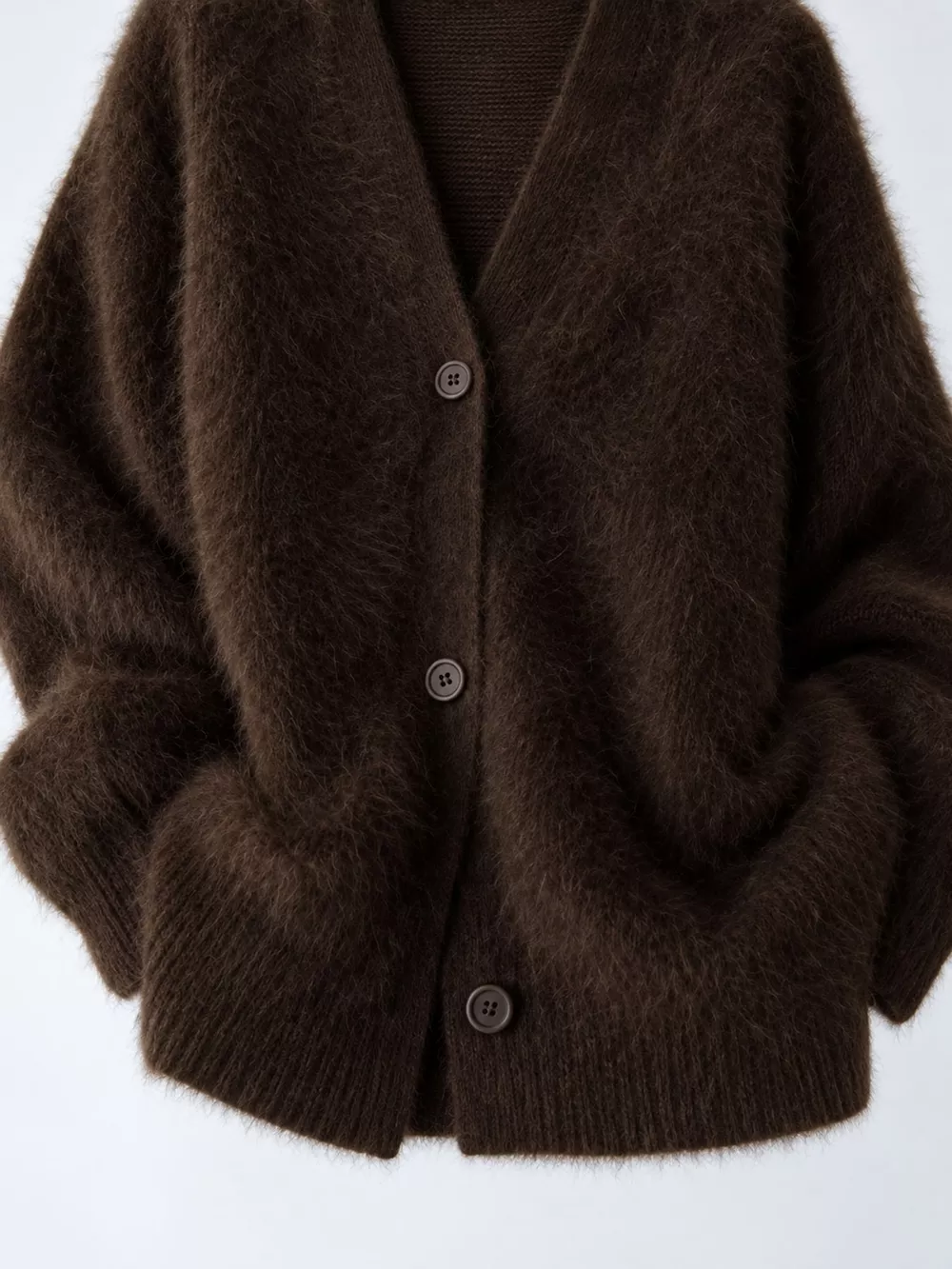Fuzzy V-Neck Button-Down Cardigan, image 21