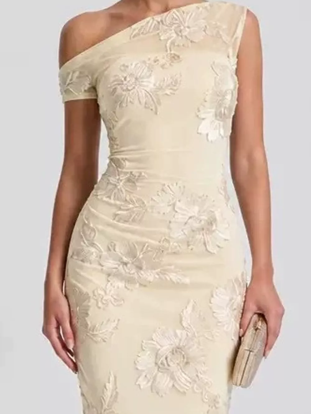 One-Shoulder Floral Embroidered Maxi Dress, image 5