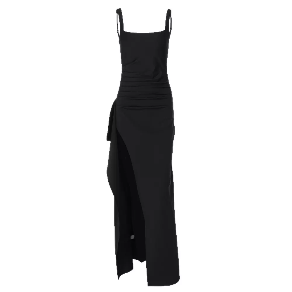 Ruched High-Slit Maxi Dress, image 2