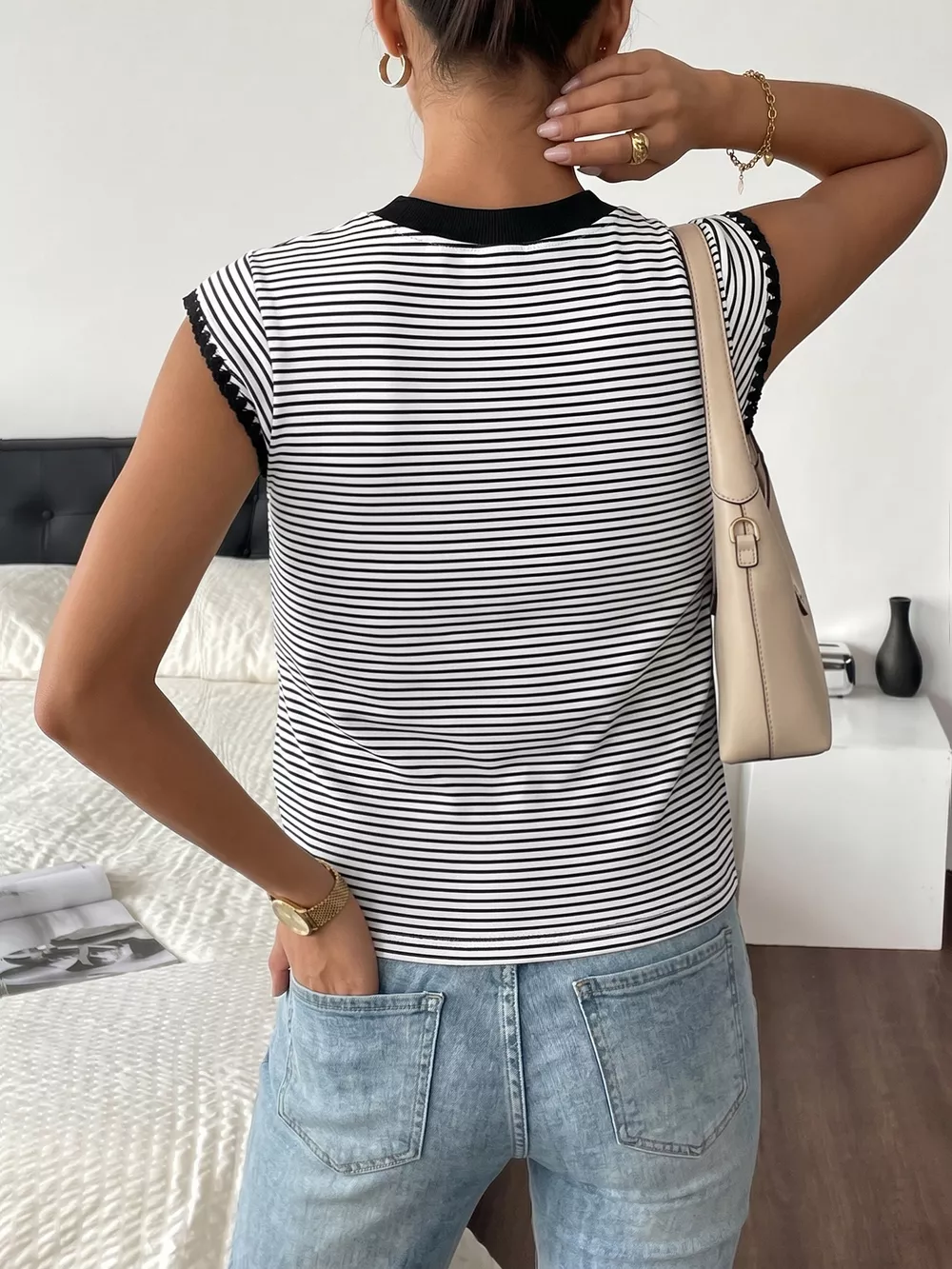 Classic Striped Crew Neck T-Shirt, image 5