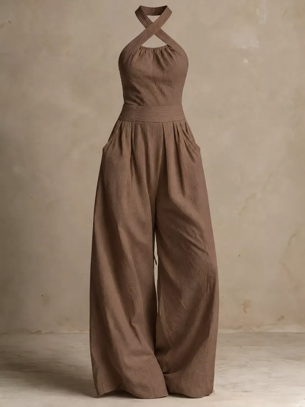 Full Size Halter Neck Wide-Leg Jumpsuit Plus Size, image 43