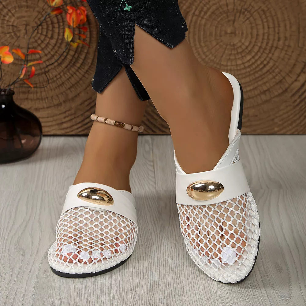Mesh Round Toe Flats Sandals, image 3
