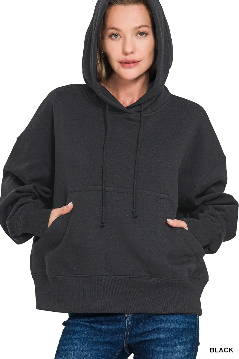 Oversized Fleece Kangaroo Pocket Hoodie, image 2