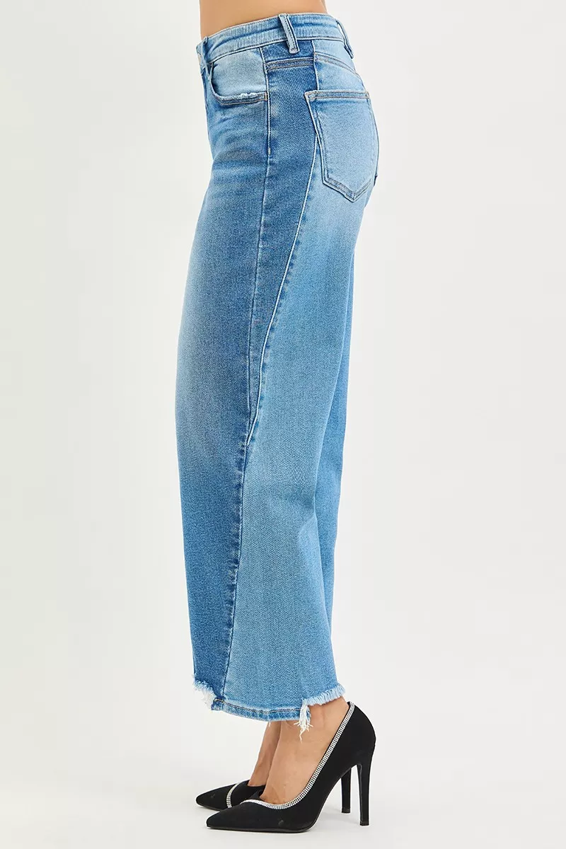 Full Size Slouchy Cropped Barrel Jeans with Contrast Wash Plus Size, image 2