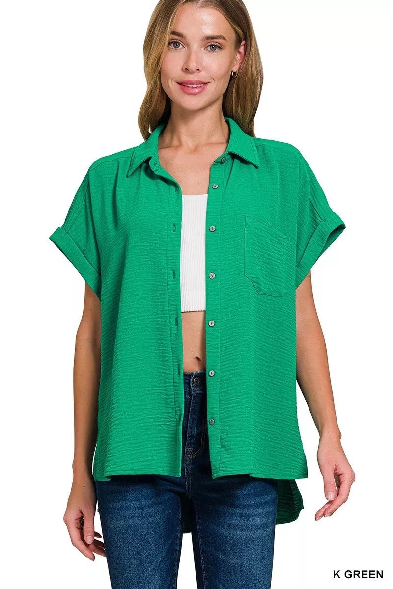 Woven Airflow Button Down Shirt, image 3
