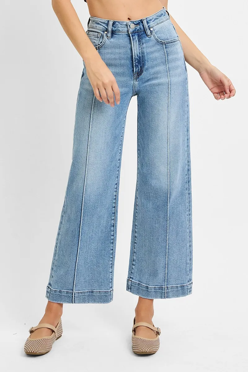 Full Size High Rise Crop Wide Leg Jeans Plus Size, image 2