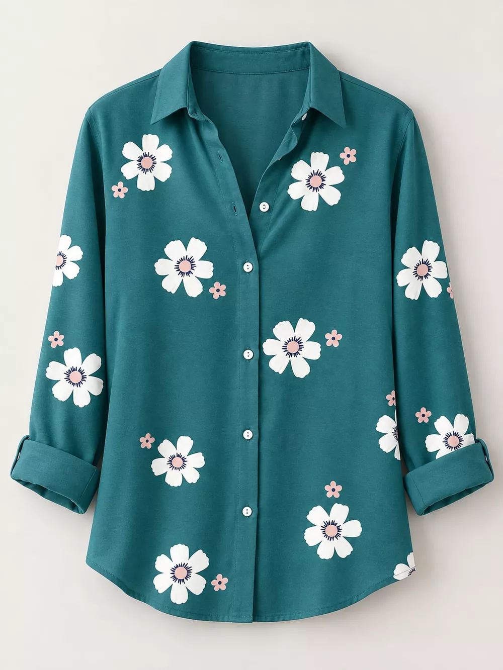 Full Size Floral Print Button-Down Casual Shirt Plus Size, image 15