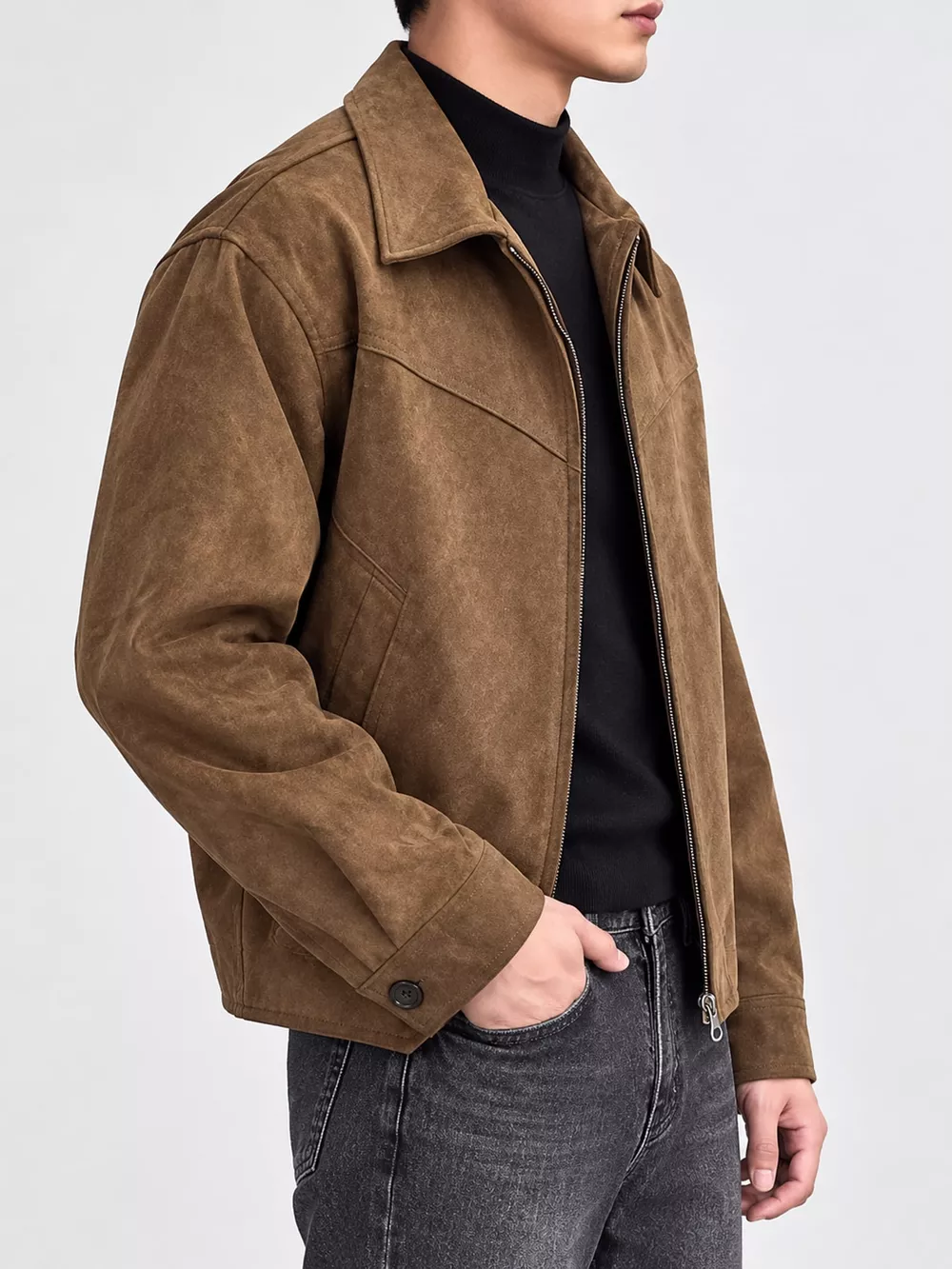 Men's Plus Size Zip Up Long Sleeve Jacket, image 2