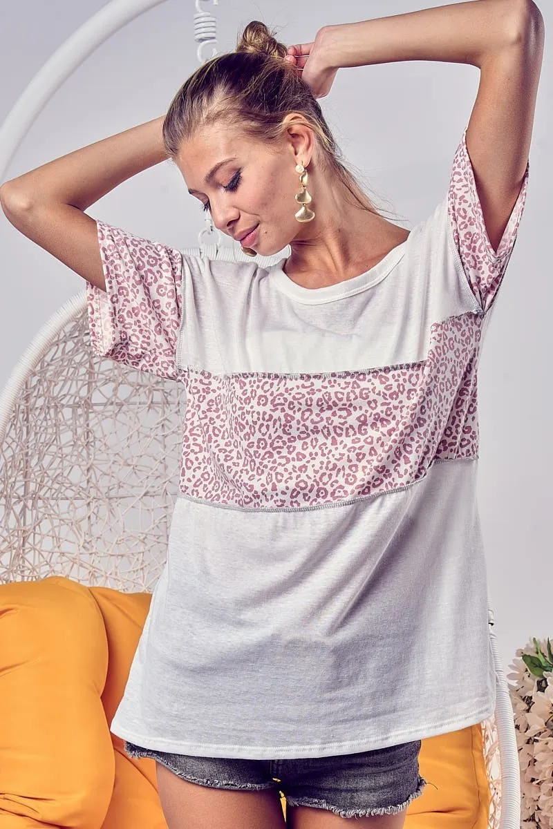 Triblend Knit with Leopard Block Out Stitching, image 2