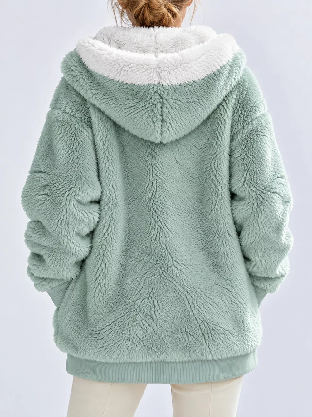 Full Size Faux Fur Zip Up Hooded Outerwear Plus Size, image 21