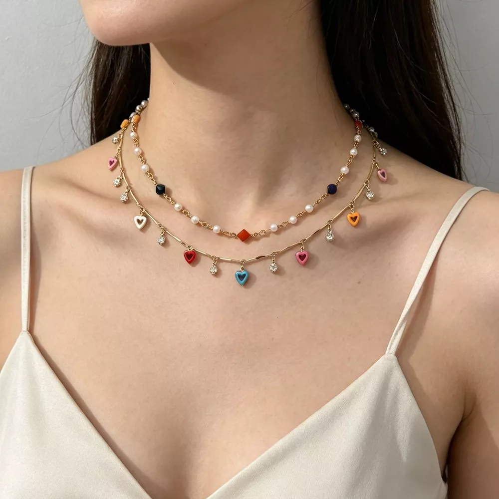 2 Piece Heart Charm Necklace, image 4