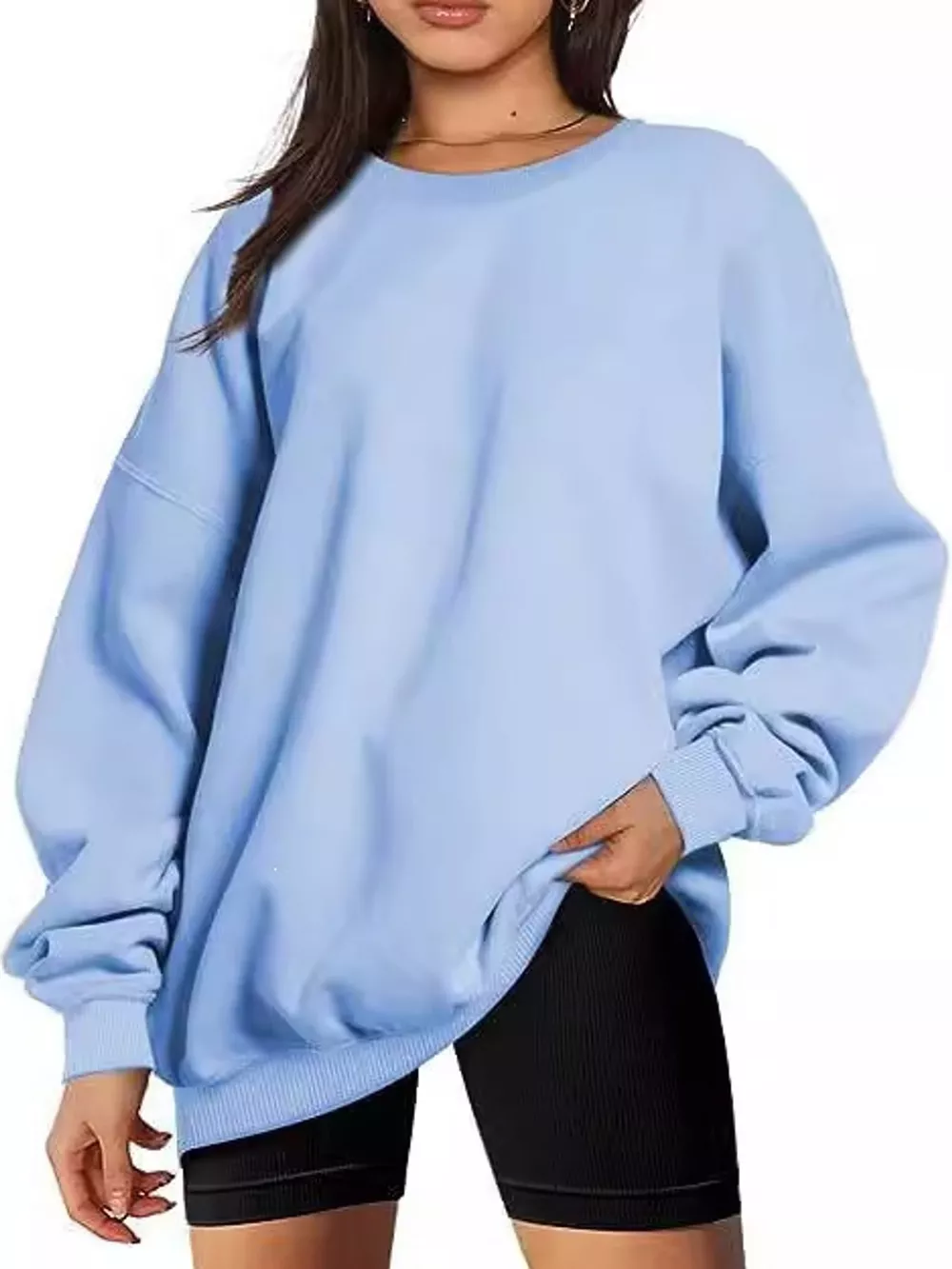 Full Size Crew Neck Dropped Shoulder Sweatshirt Plus Size, image 23