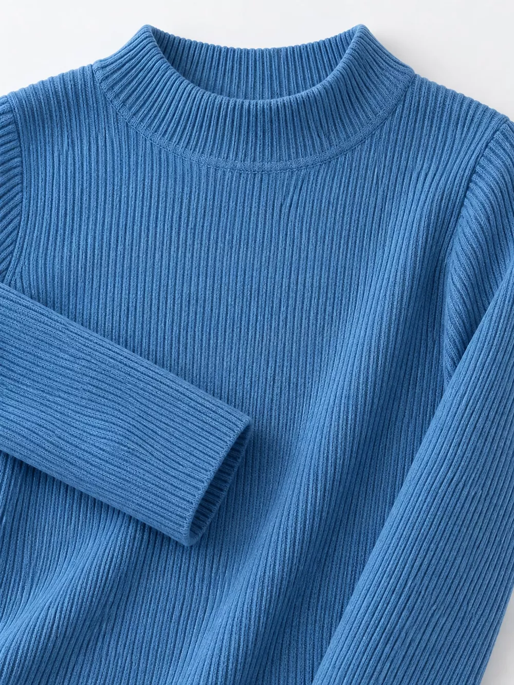Elegant Slim-Fit Ribbed Mock Neck Knit Top, image 44