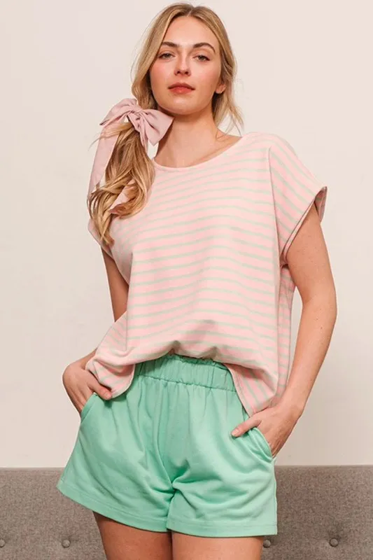 Striped Muscle Sleeve Top