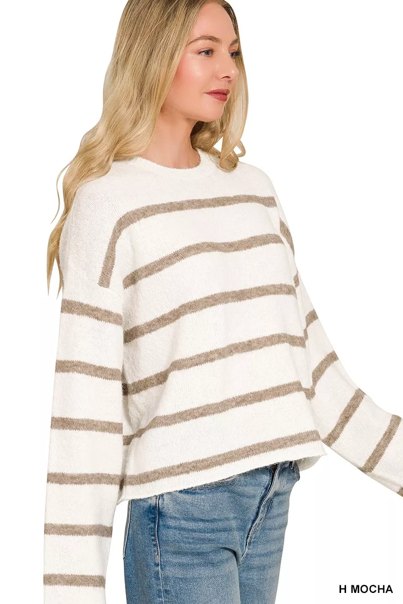 Zenana Wool Blend Striped Sweater, image 2