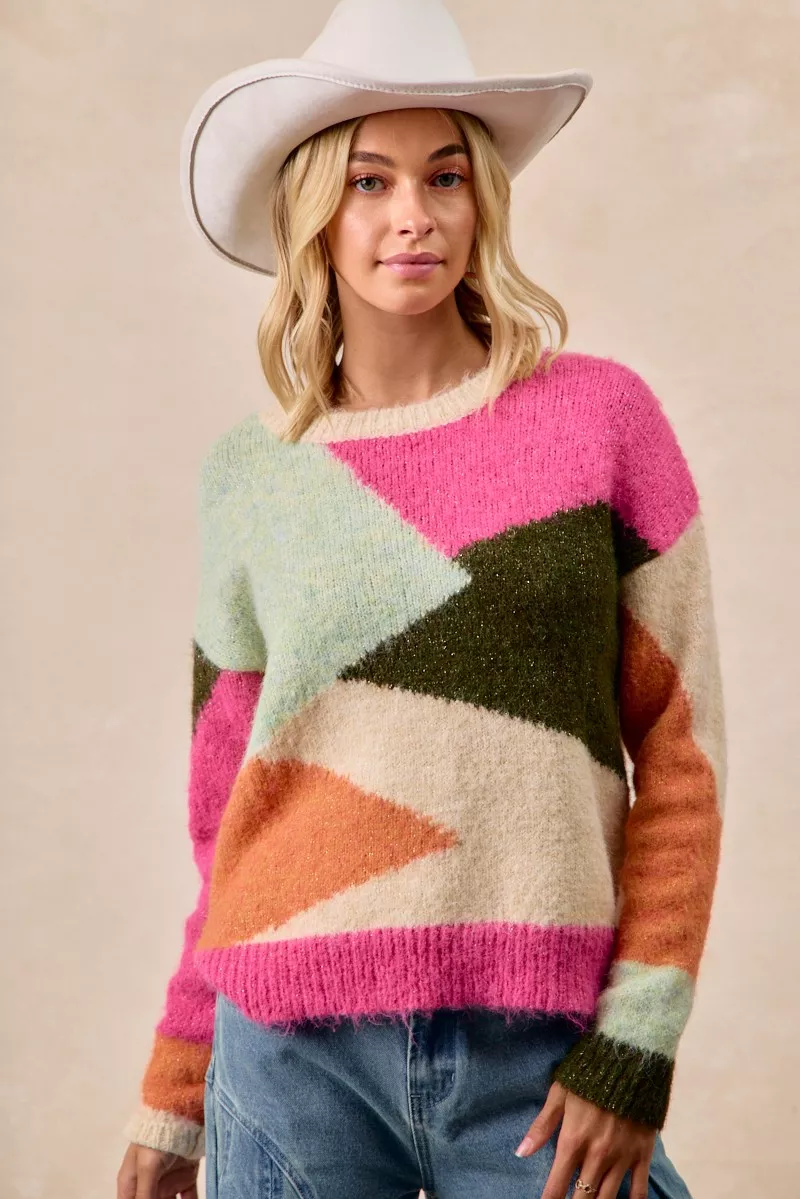 Multi Color Block Sweater Top, image 7