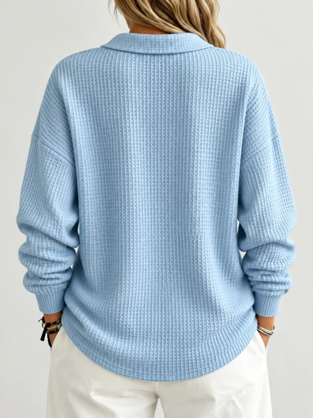 Full Size Waffle Knit Dropped Shoulder Top Plus Size, image 23