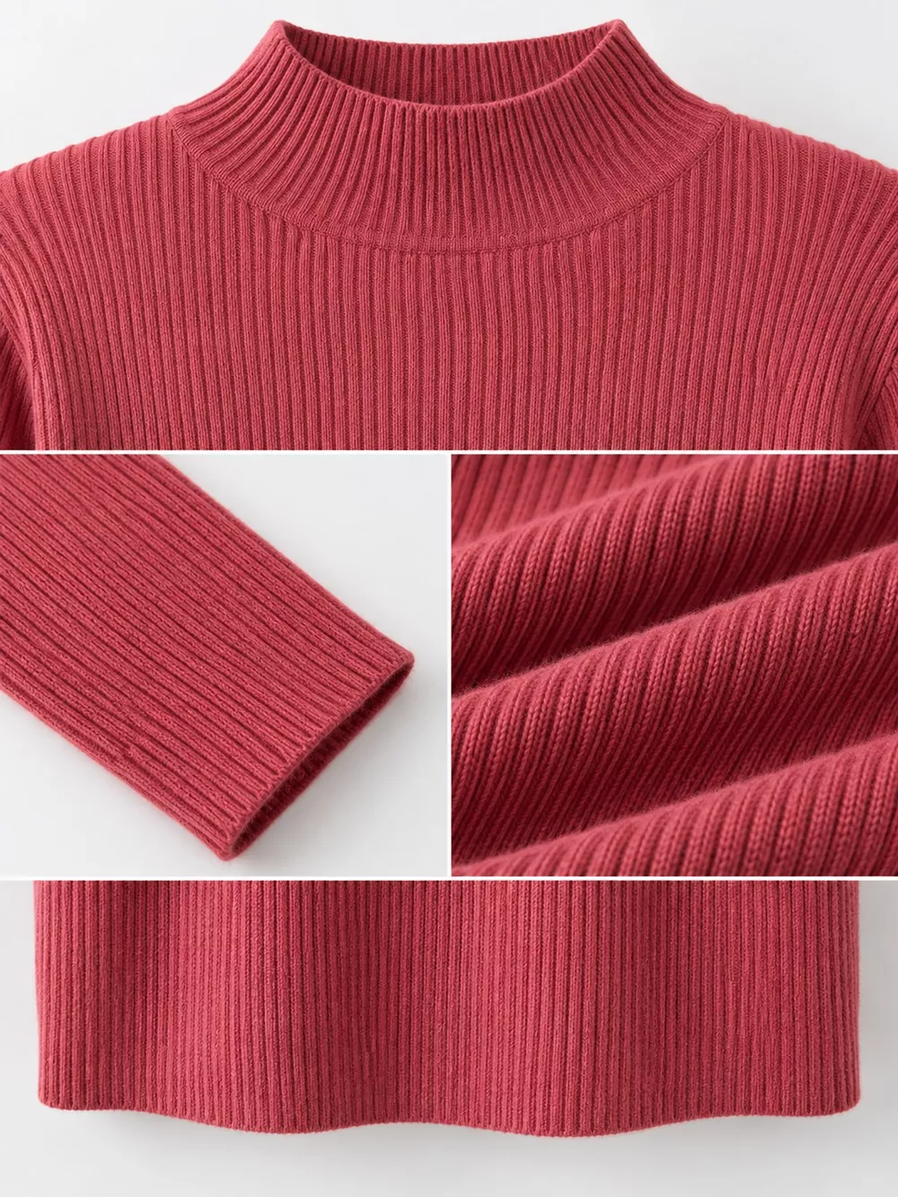 Elegant Slim-Fit Ribbed Mock Neck Knit Top, image 67