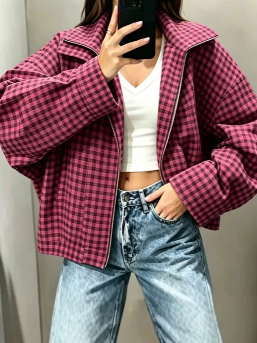 Plaid Zip-Up Jacket, image 7