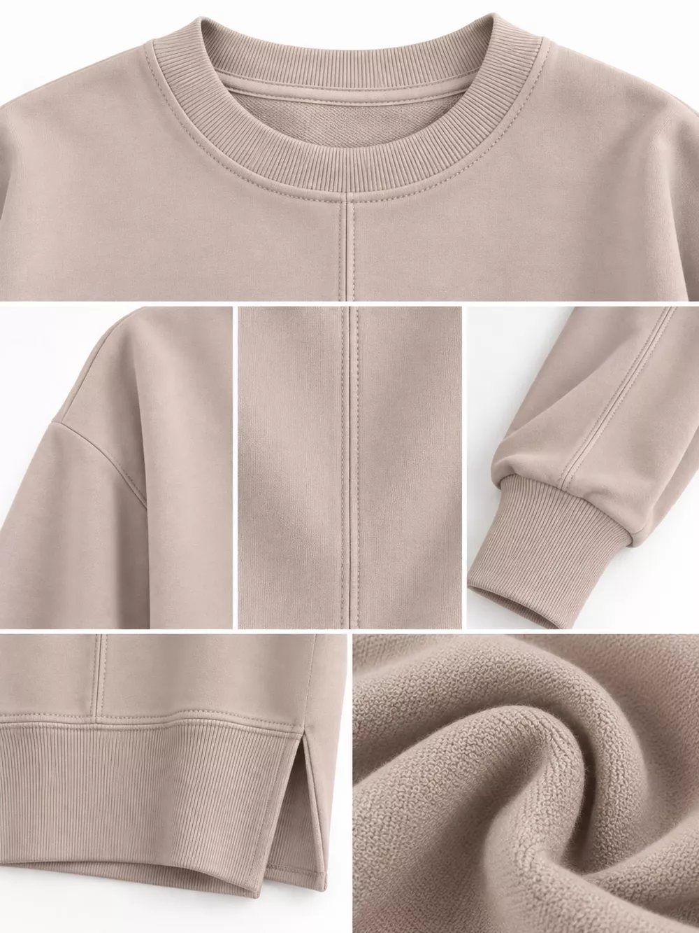Oversized Crew Neck Sweatshirt with Side Slit, image 51