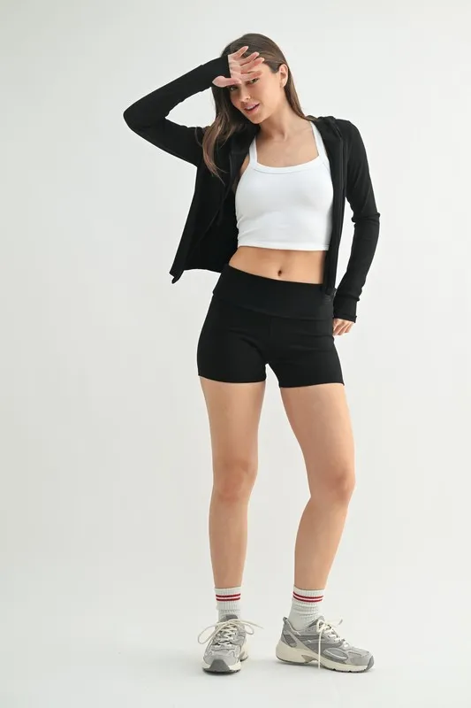 Ribbed Foldover Waist Shorts, image 4
