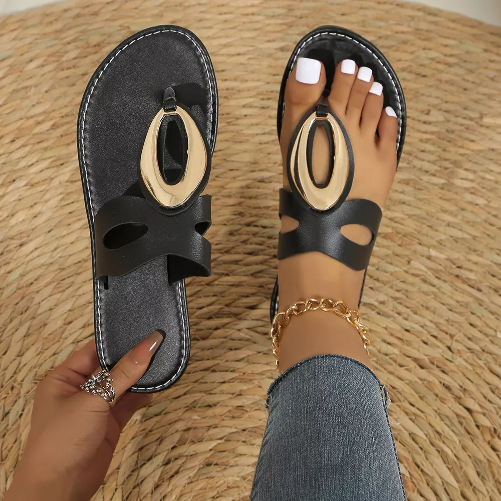 Open Toe Golden Accent Sandals, image 3