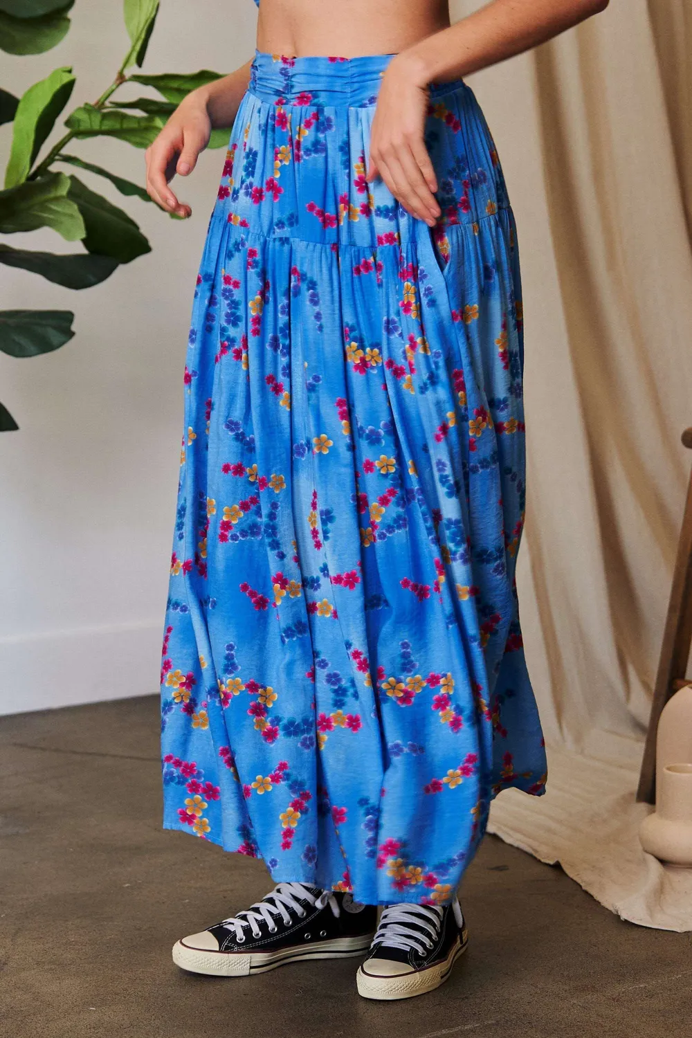 Printed Smocking Waistband Ruffled Maxi Skirt, image 5