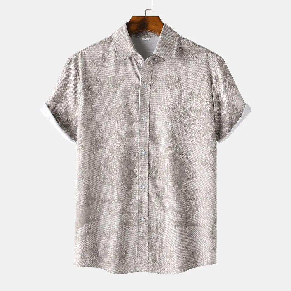Men's Printed Button Up Short Sleeve Shirt, image 15