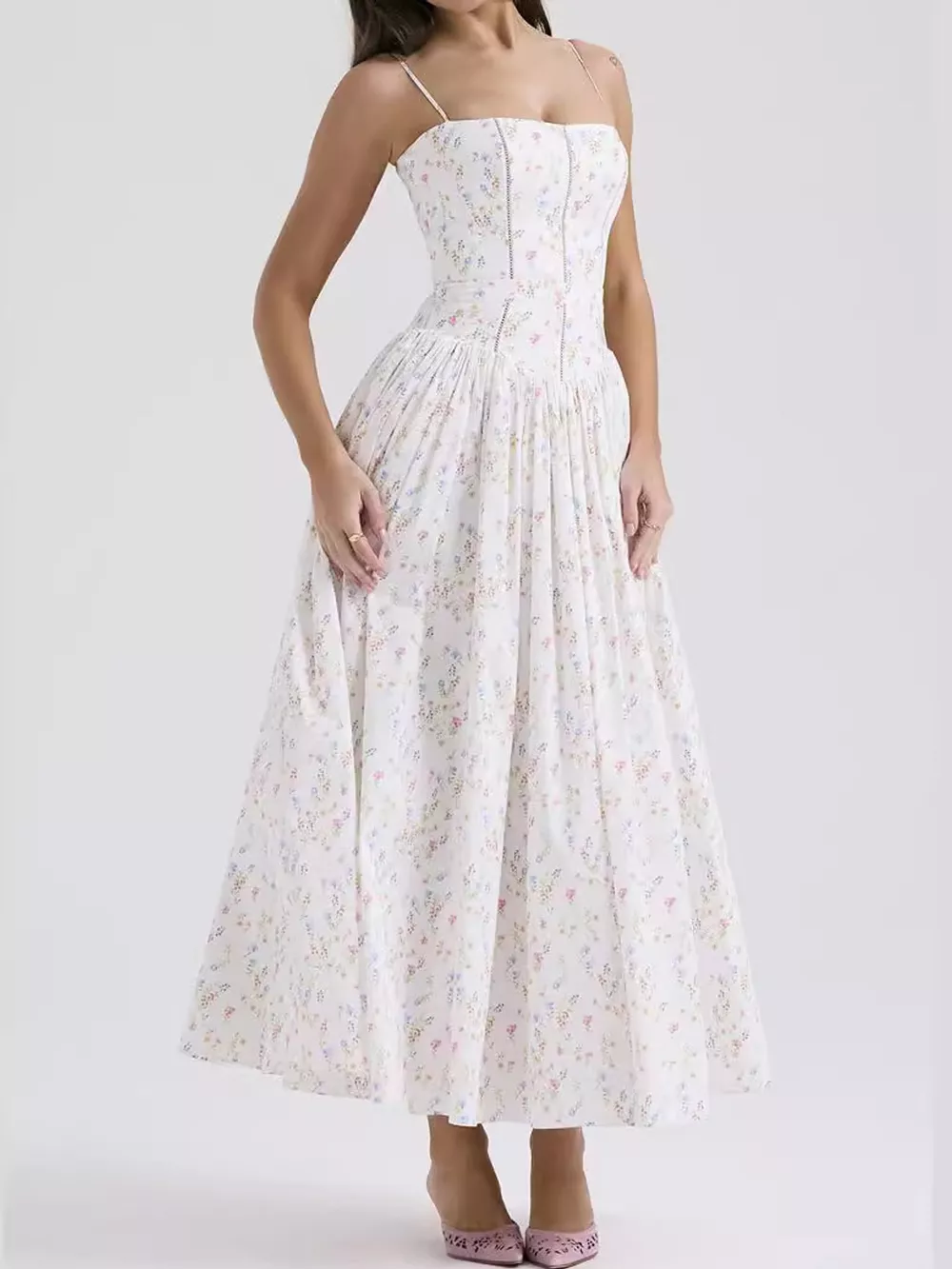 Floral Spaghetti Straps Midi Dress, image 15