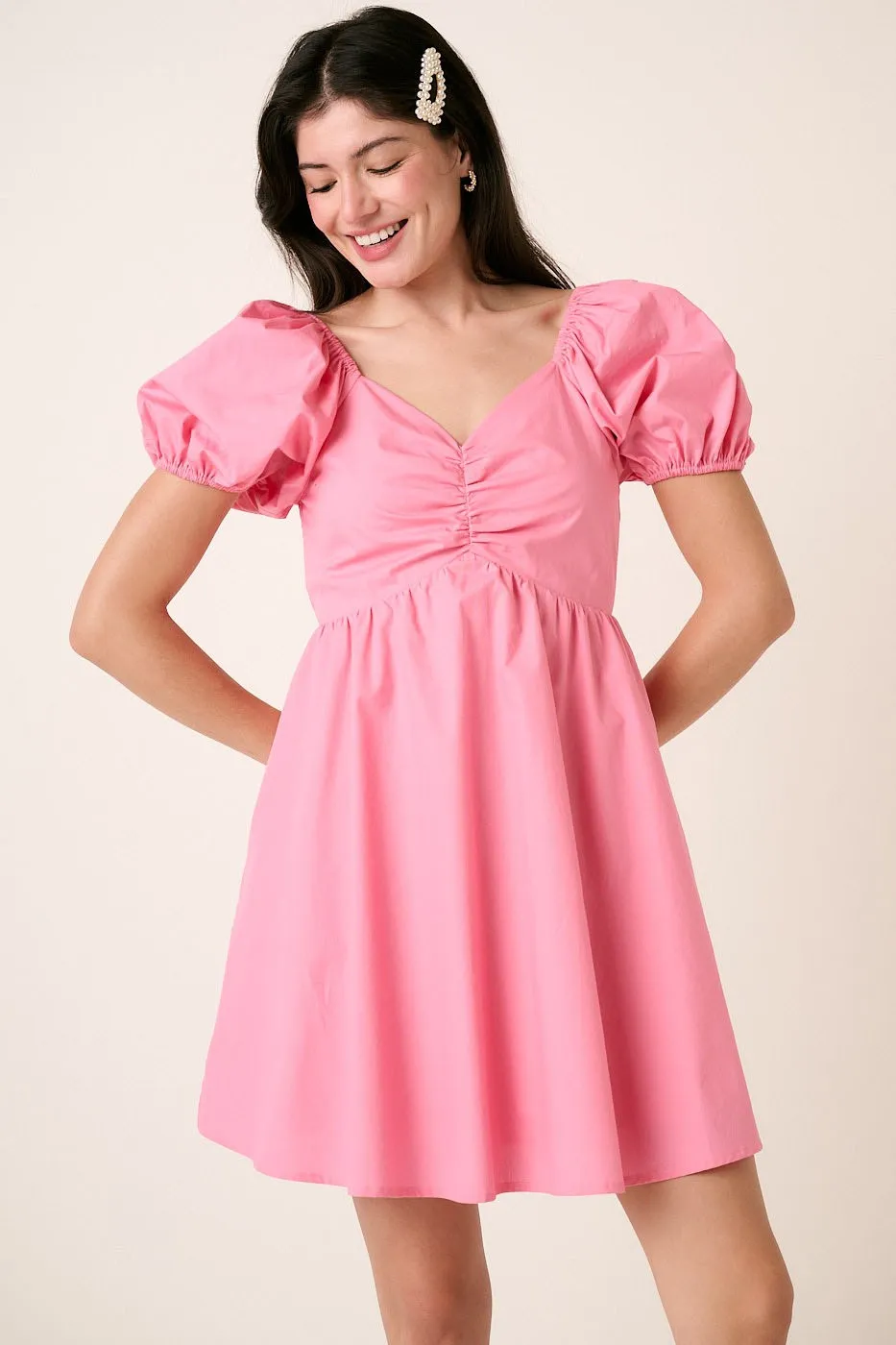 Sweetheart Puff Sleeve Smocked Mini Dress, image 2