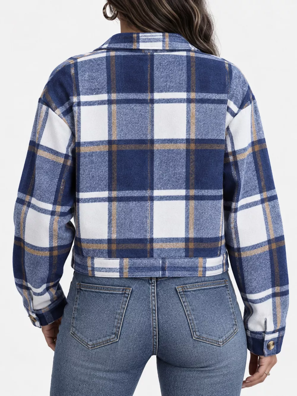 Plaid Button-Front Cropped Jacket, image 40