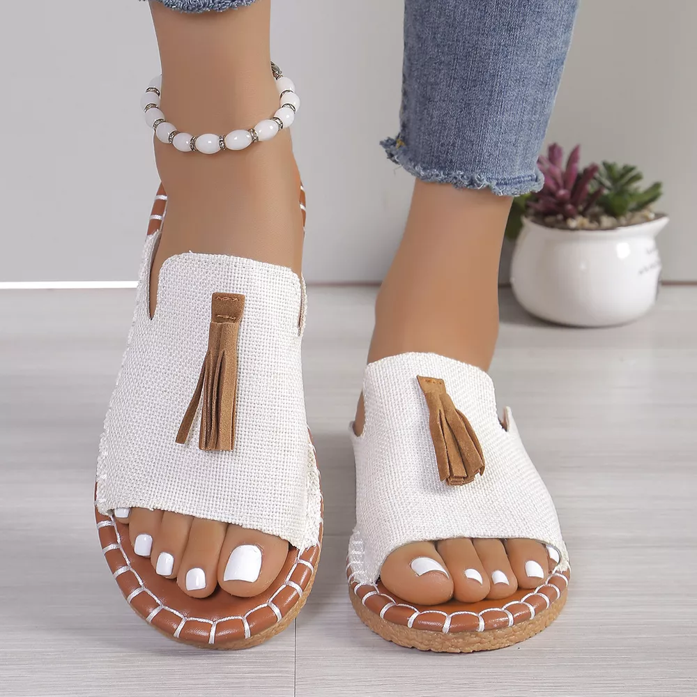 Tassel Detail Open Toe Sandals, image 4